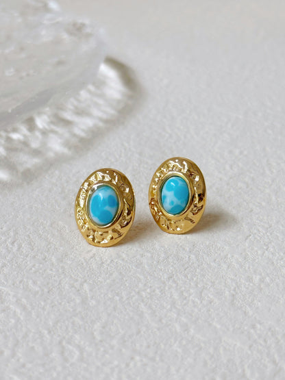 Lin Blue Turquoise Stud Earrings