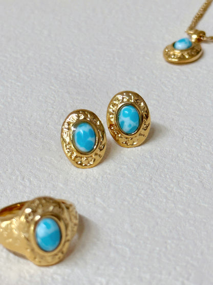 Lin Blue Turquoise Stud Earrings