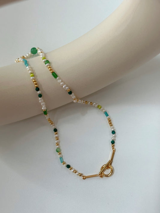 Everest Natural Pearl And Gemstone Beaded Necklace