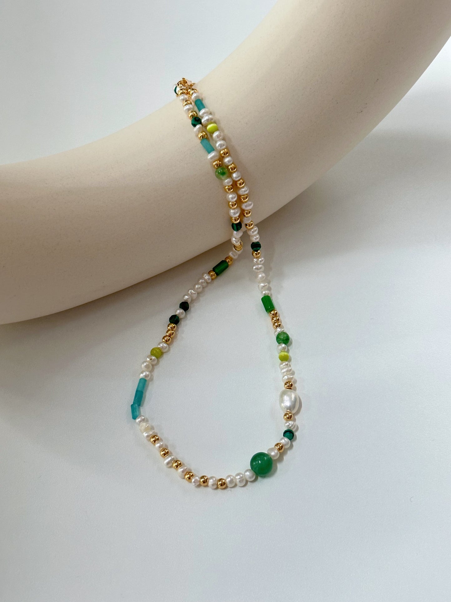 Everest Natural Pearl And Gemstone Beaded Necklace