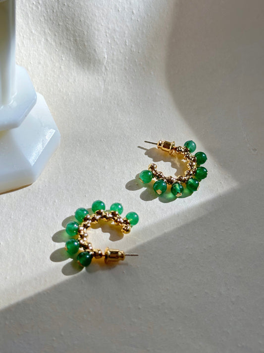 Midori Natural Gemstone Hoop Earrings