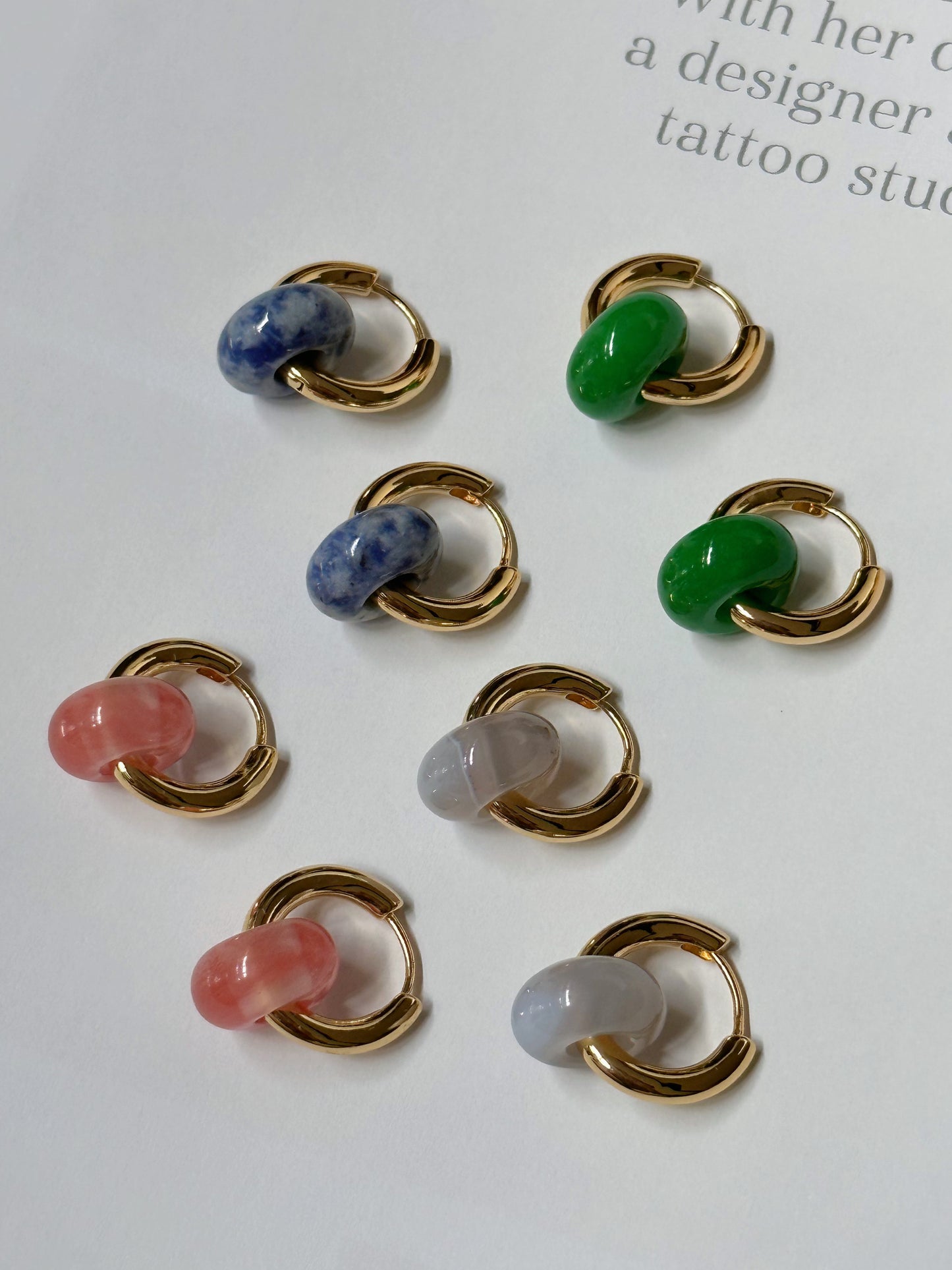 Atasi Natural Gemstone Hoop Earrings